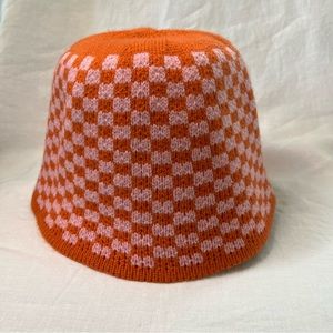 Urban Outfitters Knit Checker Print Bucket Hat